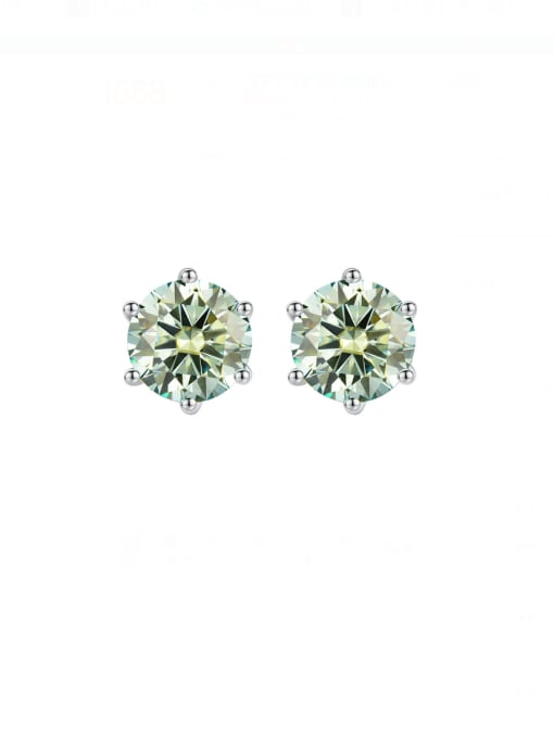 1 carat [blue-green Mosonite] 925 Sterling Silver Moissanite Geometric Dainty Stud Earring